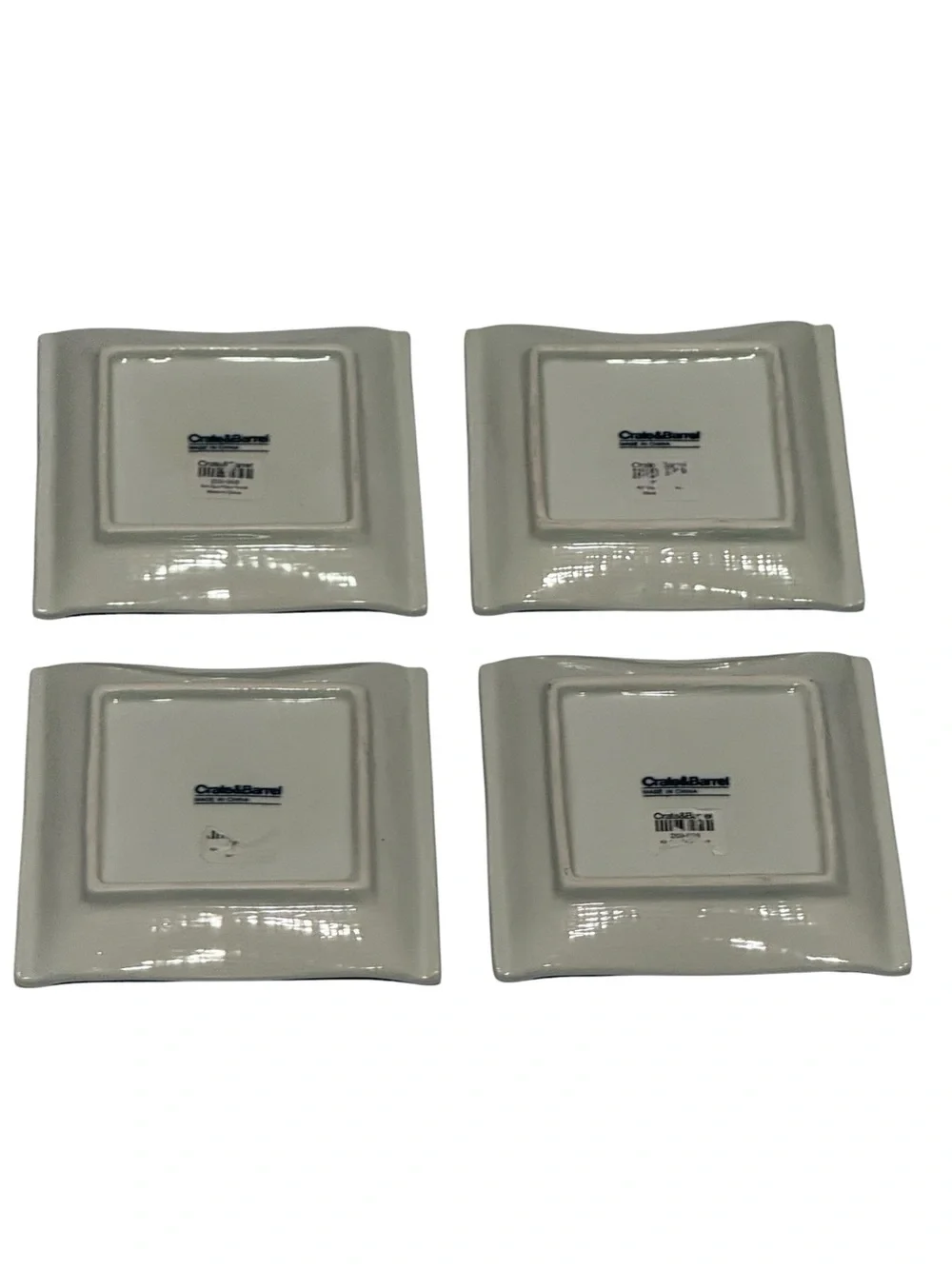 Vintage Crate and Barrel Kiri Green Bamboo Square Appetizer Plates Set of 4